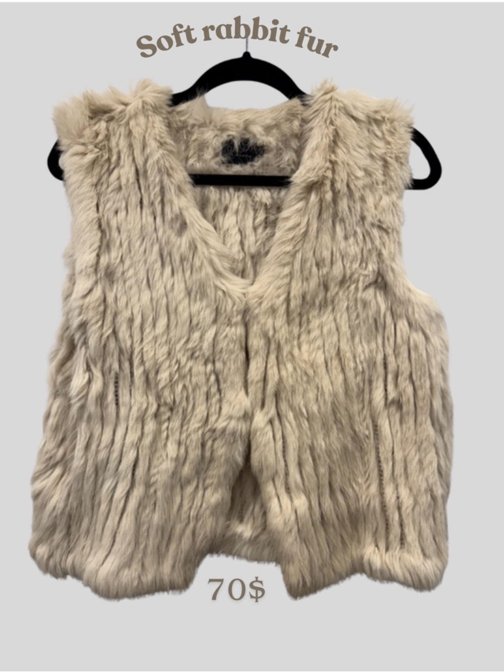 Soft Rabbit Fur Vest in Beige